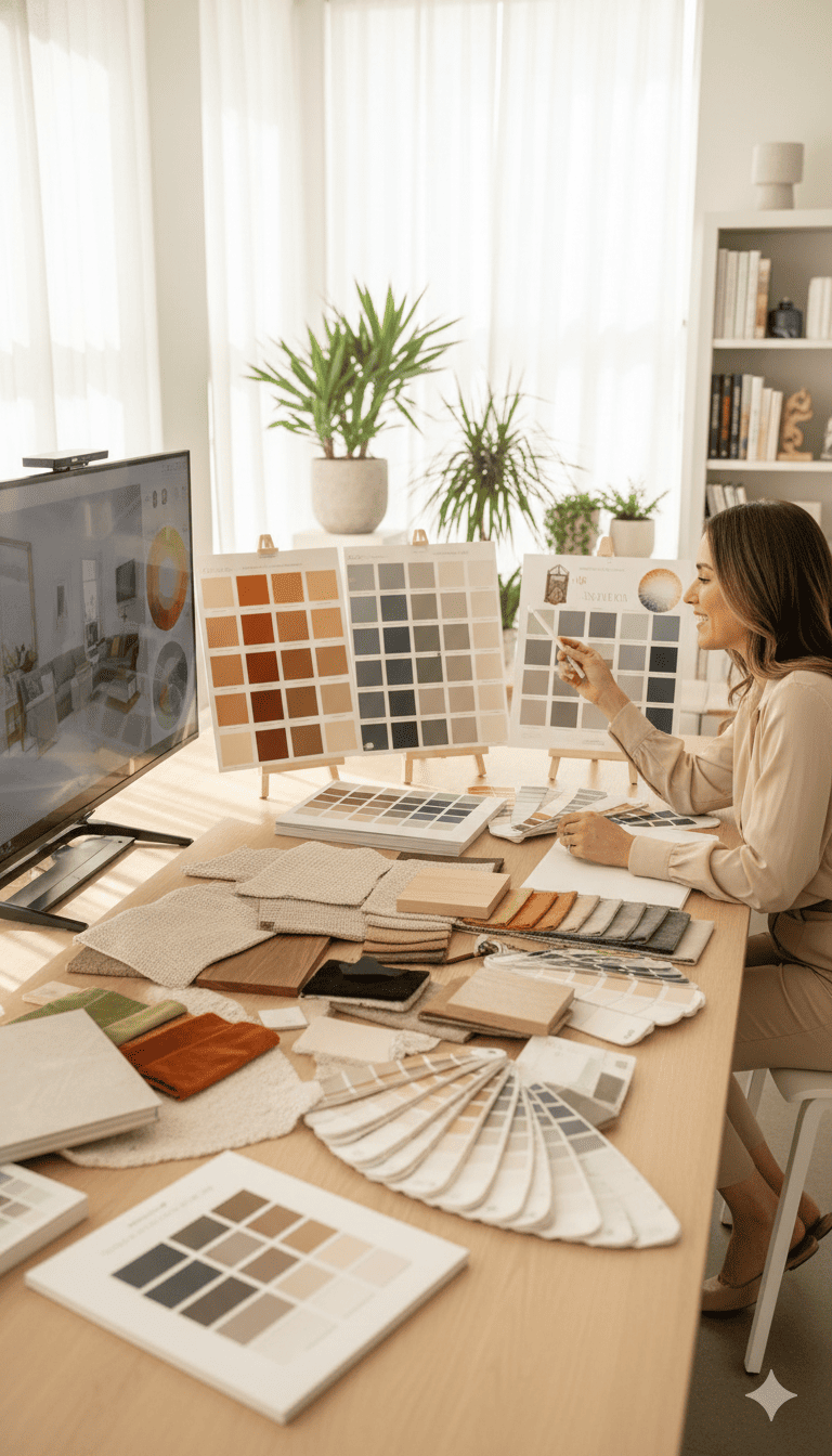 Interior décor consulting with color palettes and design materials